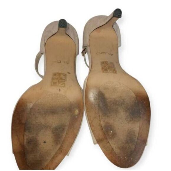 ALDO CREAM SUEDE ANKLE STRAP HEELS SZ.7.5 EUC. - Picture 9 of 11